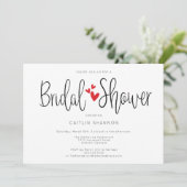 Invitation Douche de mariée coeurs rouges simples (Debout devant)