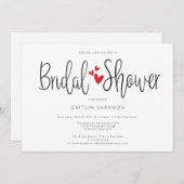 Invitation Douche de mariée coeurs rouges simples (Devant / Derrière)