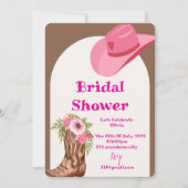 Invitation douche de mariée de cowboy rose (Devant)