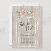 Invitation Douche de mariée en pot de mason à fleurs de bois  (Devant)