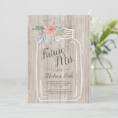 Invitation Douche de mariée en pot de mason à fleurs de bois  (Debout devant)