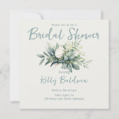 Invitation Douche de Mariée Été Sage et Fleurs Blanches (Devant)