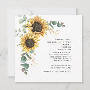 Invitation Douche de Mariée Eucalyptus Tournesol Brunch Bulle
