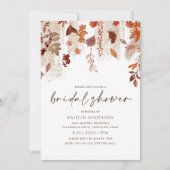 Invitation Douche de Mariée Feuilles d'Automne Brun Orange (Devant)