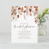 Invitation Douche de Mariée Feuilles d'Automne Brun Orange (Debout devant)