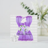 Invitation Douche de Mariée Fleur de Corset Violet Blanc (Debout devant)