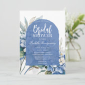 Invitation Douche de Mariée Fleurie Bleue Luxe Douce (Debout devant)
