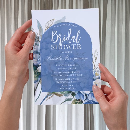 Invitation Douche de Mariée Fleurie Bleue Luxe Douce