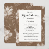 Invitation Douche de Mariée Fleurs Marron Crème Abstraites Ta (Devant / Derrière)