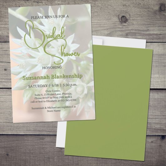 Invitation Douche de Mariée Fond Floral Subtil et Succulent