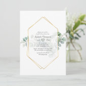 Invitation Douche de mariée géométrique à l'eucalyptus Silver (Debout devant)