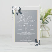 Invitation Douche de mariée gris argenté gris gris blanc (Debout devant)
