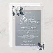 Invitation Douche de mariée gris argenté gris gris blanc (Devant / Derrière)