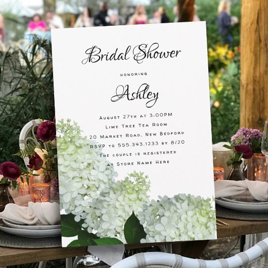 Invitation Douche de Mariée Hydrangea Blanc