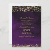 Invitation Douche de Mariée Moderne Aquarelle Tons Pourpre Or (Devant)