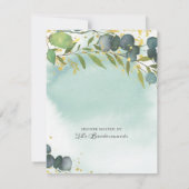 Invitation Douche de Mariée Or Eucalyptus Poussiéreux (Dos)