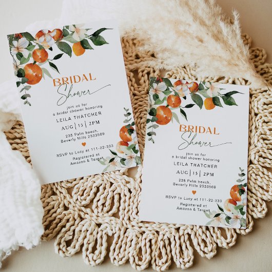 Invitation Douche de mariée oranges modernes