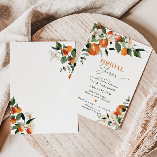 Invitation Douche de mariée oranges modernes