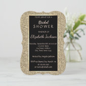 Invitation Douche de mariée pailletée or élégante (Debout devant)