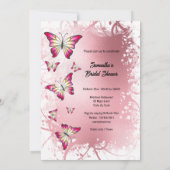 Invitation Douche de mariée papillon aquarelle rose or rose (Dos)