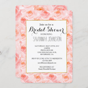 Invitation Douche de mariée Rose avec Pretty Blush Rose