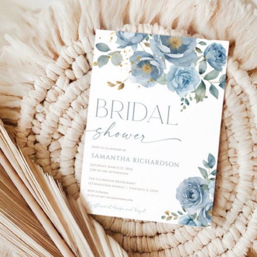 Invitation Douche de mariée rose bleu outremer