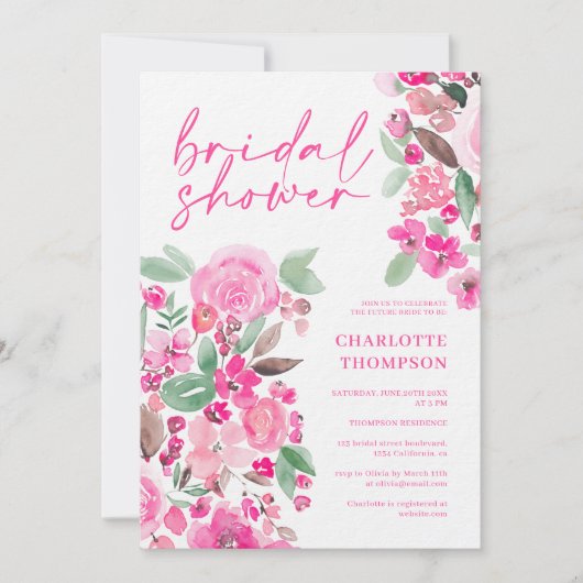 Invitation Douche de mariée rose décontractée (Devant)