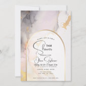 Invitation Douche de Mariée | Rose Fluide Abstraite Gris et O (Devant)