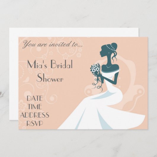 Invitation Douche de mariée rose pâle (Devant / Derrière)