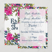 Invitation Douche de Mariée Roses Vintage (Devant / Derrière)