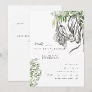 Invitation Douche de Mariée Rustique avec Chevaux qui se Touc