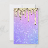 Invitation Douche de Mariée Sweet 16 Rose Drips Holographique (Dos)