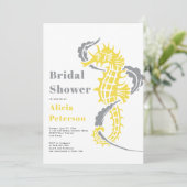 Invitation Douche de nage de plage gris et jaune (Debout devant)