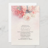 Invitation douche de nage rose-rose-floral aquarelle (Devant / Derrière)