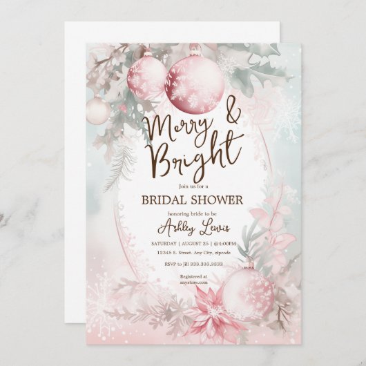 Invitation Douche de Noël rose vif (Devant / Derrière)