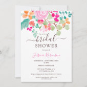 Invitation Douche de nuptiale à aquarelle fleurie (Devant)