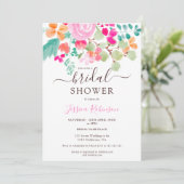 Invitation Douche de nuptiale à aquarelle fleurie (Debout devant)