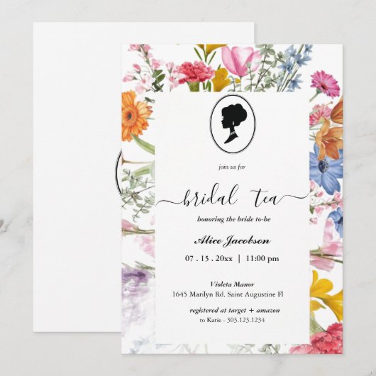 Invitation douche de nuptiale à fleurs vintages (Devant / Derrière)