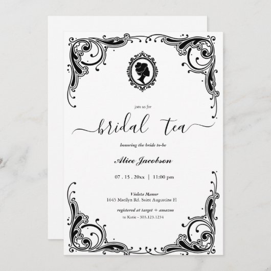 Invitation douche de nuptiale à fleurs vintages (Devant / Derrière)