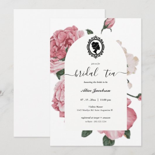 Invitation douche de nuptiale à fleurs vintages (Devant / Derrière)