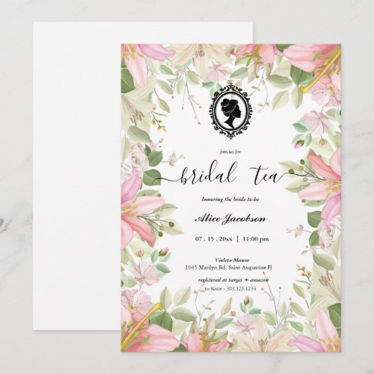 Invitation douche de nuptiale à fleurs vintages (Devant / Derrière)