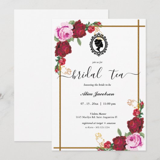Invitation douche de nuptiale à fleurs vintages (Devant / Derrière)