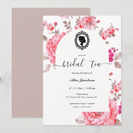 Invitation douche de nuptiale à fleurs vintages (Devant / Derrière)