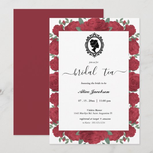 Invitation douche de nuptiale à fleurs vintages (Devant / Derrière)