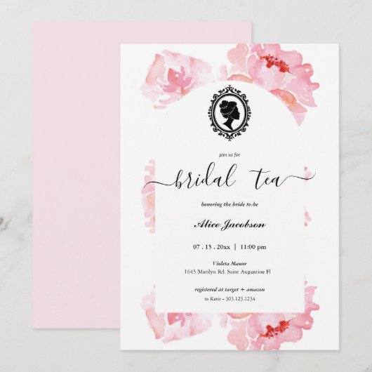 Invitation douche de nuptiale à fleurs vintages (Devant / Derrière)