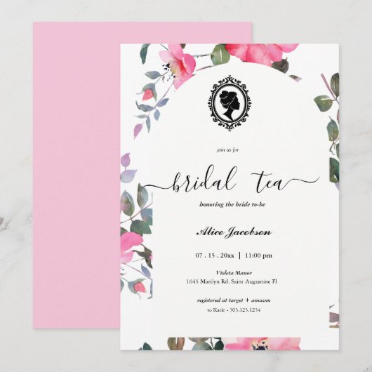 Invitation douche de nuptiale à fleurs vintages (Devant / Derrière)
