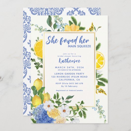 Invitation Douche de nuptiale au citron méditerranéen (Devant / Derrière)