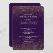 Invitation Douche de Parties scintillant de mariée Gold et Pu (Devant / Derrière)