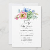 Invitation Douche de passage de fleurs succulentes tendance (Devant)
