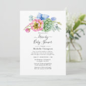 Invitation Douche de passage de fleurs succulentes tendance (Debout devant)